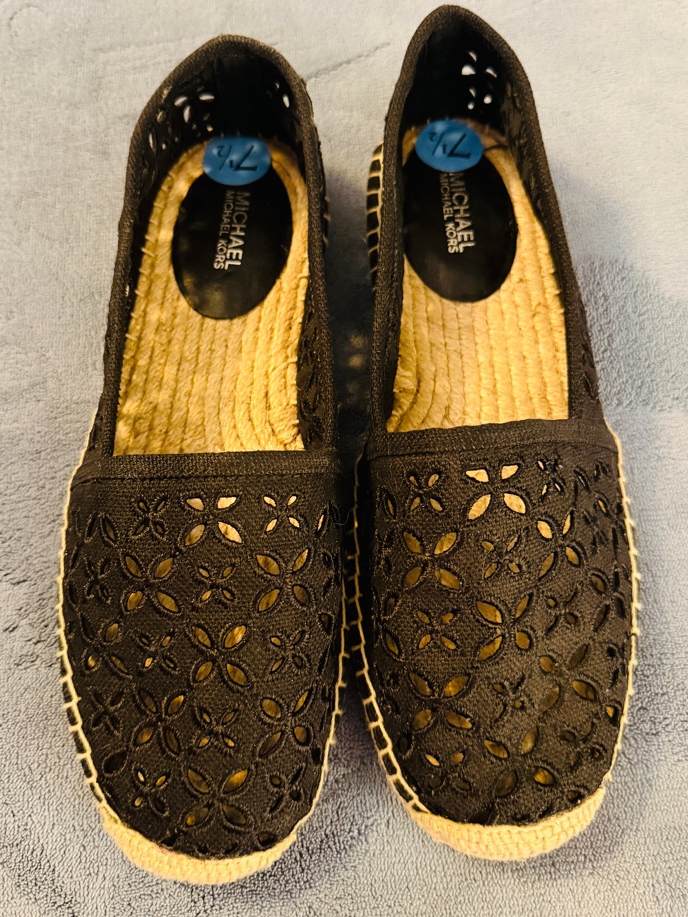 Michael Kors Black Laser-Cut Espadrille Flats